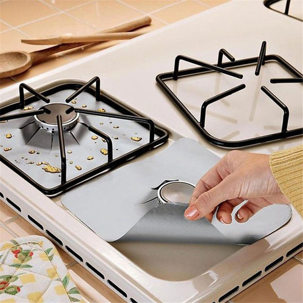 4Pcs/lot Reusable Foil Gas Hob Range Stovetop Burner Protector Liner Cover For Cleaning Kitchen Tools