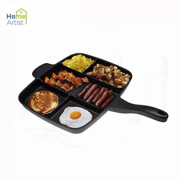 5 in 1 Magic Frying Pan Master Non-Stick Divided Grill Pan Chef's Fry Oven Meal Skillet baking Cookware