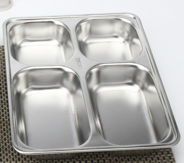 Wholesale Sub-grid Fast food plate Stainless steel dinner plate