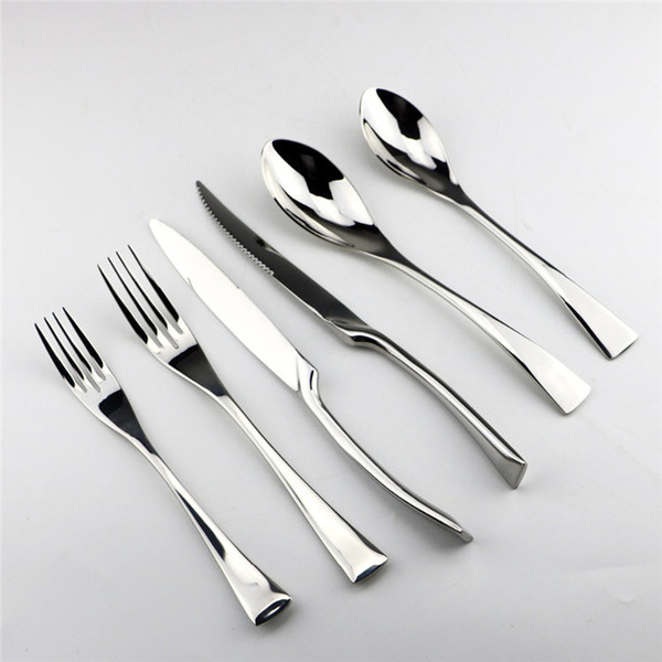 6/24/36Pcs Silver Cutlery Set 18/10 Stainless Steel Dinner Knife Salad Fork Tableware Fork Steak Knife Teaspoon Dinnerware Set