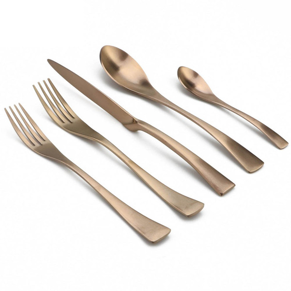 New Arrival 15PCS/LOT Dinnerware set Matte Rose Gold 304 Stainless Steel Cutlery Set Wedding Travel Cutlery Silverware Tableware Set