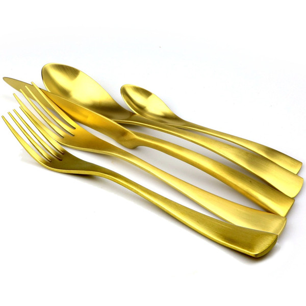 20PCS Cutlery Set Gold Matte Stainless Steel Creative Dinner set Wedding Travel Silverware Dinnerware Tableware Set