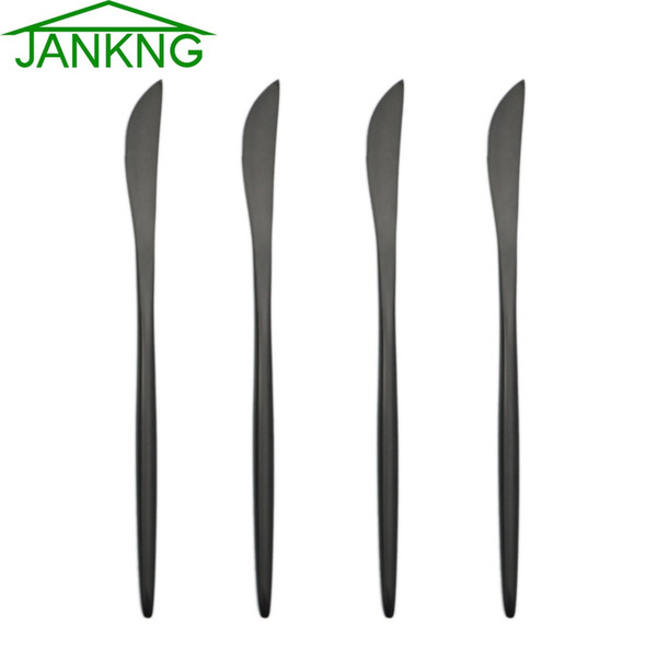 JANKNG 4Pcs/Lot Stainless Steel Dinner Knife Set Black Flatware set Butter Tableware Cutlery Steak Knives Set