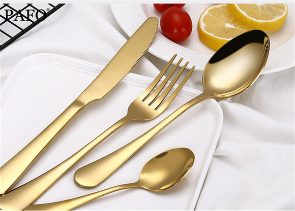 Gold Dinnerware Set Stainless Steel Cutlery Set 4 Pieces Black Knife Fork Western Food Set Tableware Gold Silver Cutleries