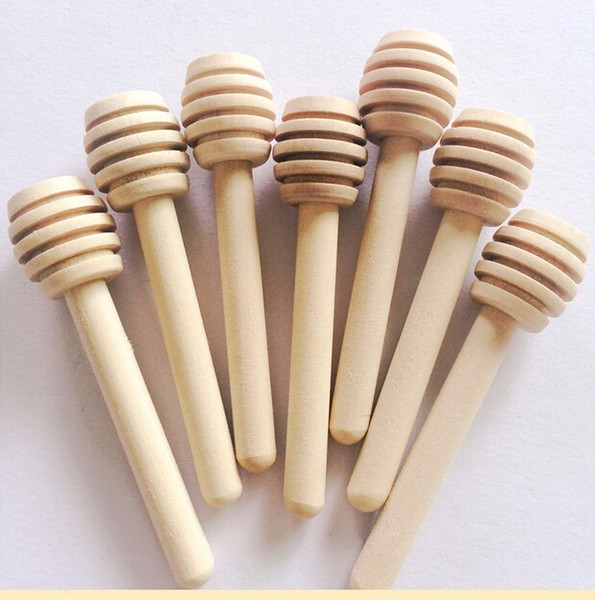 8cm long Mini Wooden Honey Stick Honey Dippers Party Supply Spoon Stick Honey Jar Stick