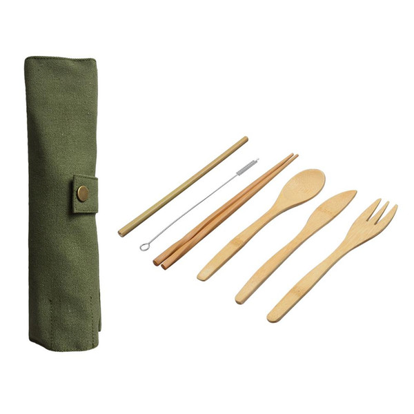 Wooden Dinnerware Set Bamboo Teaspoon Fork Soup Knife Catering Cutlery Set with Cloth Bag Kitchen Cooking Tools Utensil 30pcs