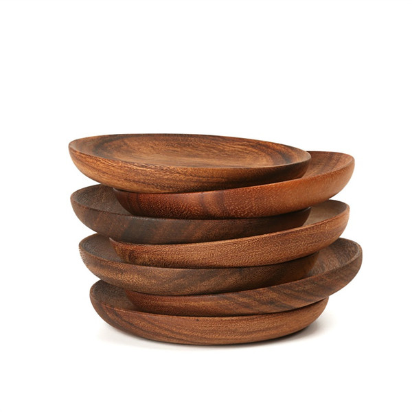 Round Plate Solid Wood Small Dishes Unpainted Dried Fruit Cake Dessert Resistance To Fall Difficult To Deform Creative 32cyC1