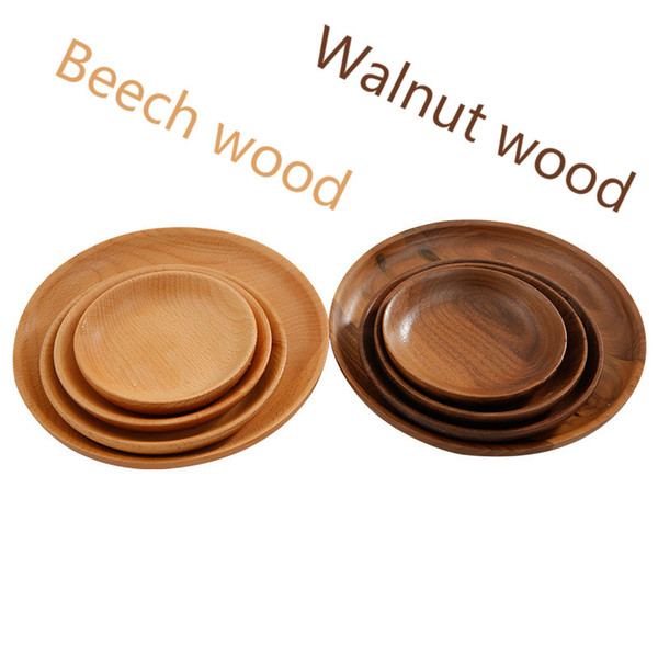 High Quality Plates Black Walnut Wooden Tableware Beech Wood Plate Handmade Log Dish For Daily Use Gifts