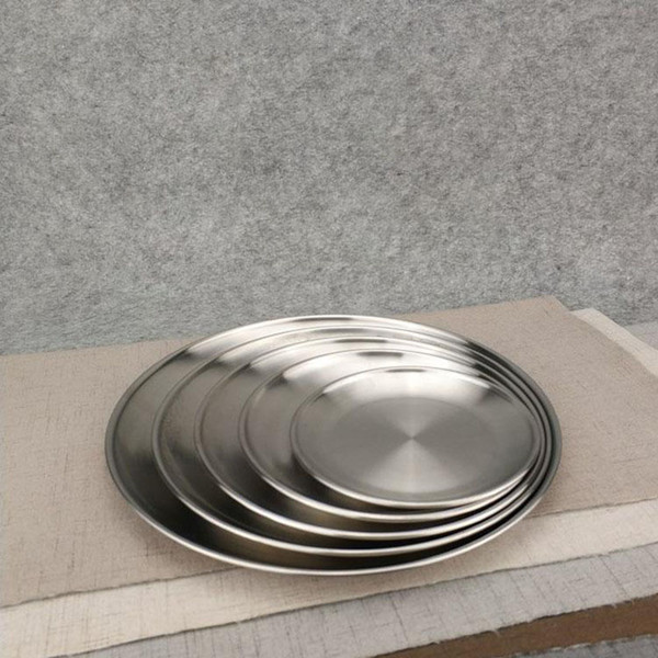 5 Size Stainless Steel Dinner Dish Flat Plate Kitchen Tableware Dinnerware Restaurant Severing Tray