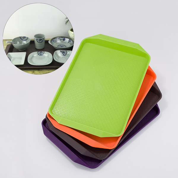 Home Kitchen Tool Eco-friendly Thickened Tableware Rectangular Bread Tray Canteen Fast Food KFC Plastic Non-slip Plates DH0554 T03