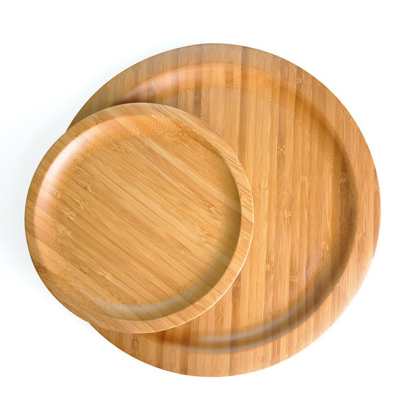 Round Natural Two Size Bamboo Serving Trays Food Snack Candy Plate Tea Food Server Dishes Water Drink Platter Food Bamboo Tray DH1292 T03