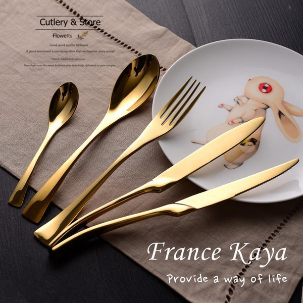 New Stainless steel cutlery knife and fork spoon gilt upscale hotel cutlery hotel tableware cutlery dinnerware set wn113