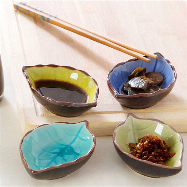 Hot sell 1PCS Creative Handcraft Leaves Ceramic Plates Japanese Sushi Dishes Snacks Kitchen Vinegar Seasoning Sauce