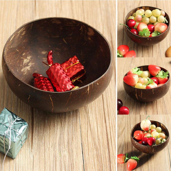 2pc/set Vintage Natural Coconut Shell Bowl Eco-Friendly Ice Cream Bowls Creative Fruit Bowl Handicraft Art Work Decoration