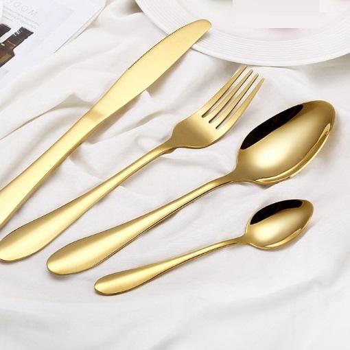 4 Pc/set Gold color Stainless Steel Dinnerware Sets Tableware Knife Fork Teaspoon Luxury Cutlery Set Tableware Set h124