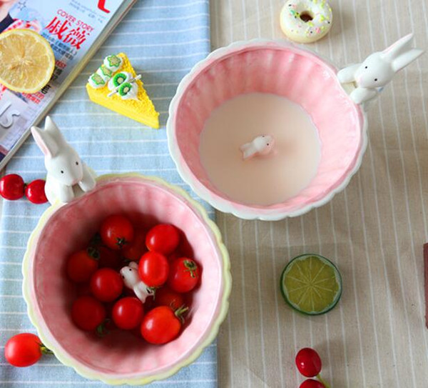 Food Fruits Rice Salad Pottery Ceramic Bowl Soup Tableware Rabbit Dinner Bowl Creative Lovely Cute