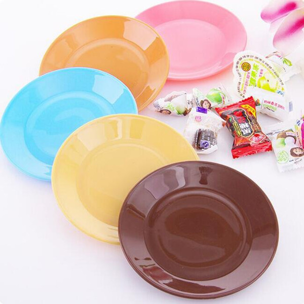 new colorful round nuts dishes plates food grade plastic dinner snacks candy plates tableware snack dishes flat plate holder