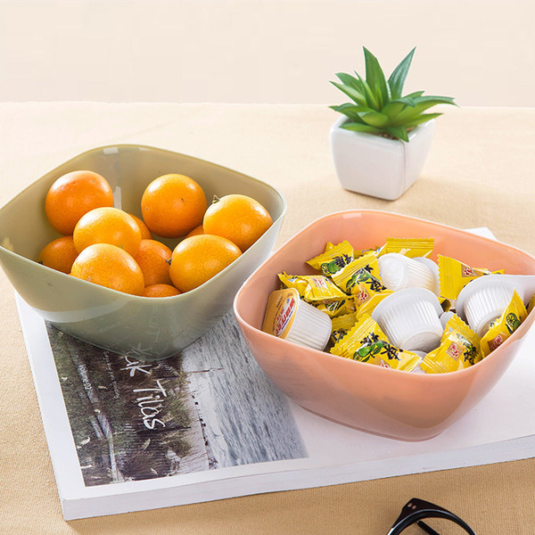 Multifunctional Square Salad Bowl Plastic Fruits Dish Snacks Storage Box High Quality Eco Friendly Kitchen Gadgets