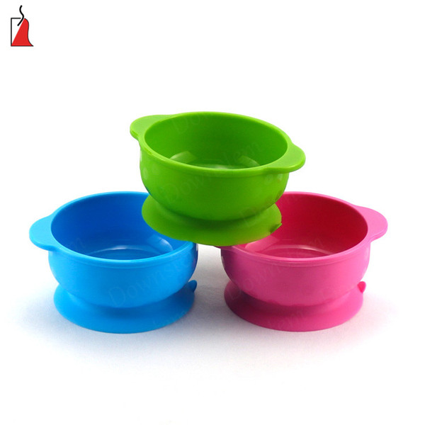 food grade silicone silicone baby bowl household Pure color Baby Feeding Bowl Tableware Dinnerware with handle High-quality free shipping