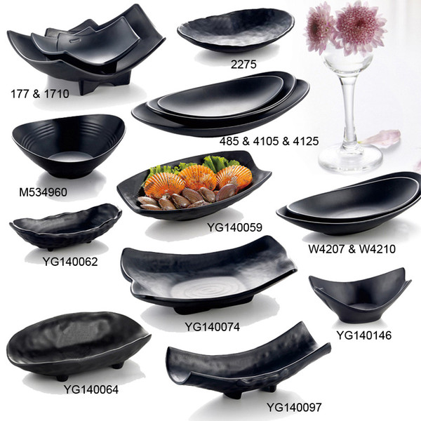 Melamine Dinnerware Dinner Plate Black Frost Ingot Shaped Plate Restaurant Hotel Wineshop Melamine Dish A5 Melamine Tableware