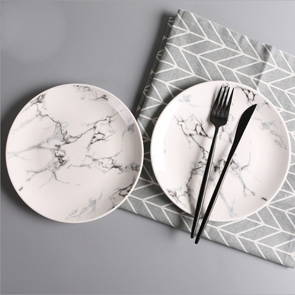 2018 Creative Ceramic Dishes Home Marble Color Round Fruit Plate Hotel Dishes Dishes Gift Tableware Hot