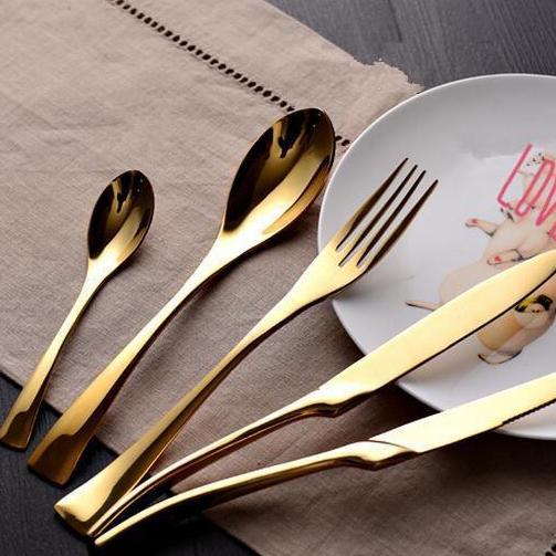 New Stainless steel cutlery knife and fork spoon gilt upscale hotel cutlery hotel tableware cutlery dinnerware set wn113