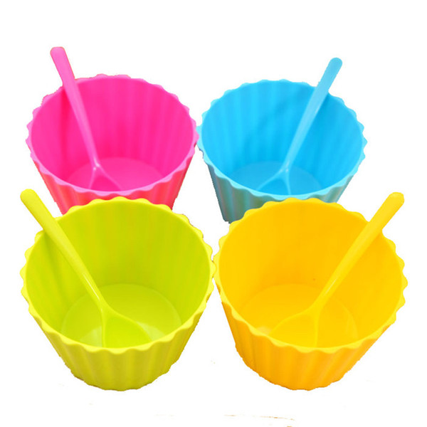 New Ice Cream Bowls And Spoons Vibrant Colorful Cute Durable Dessert Cup For Kids Free Shipping (7)