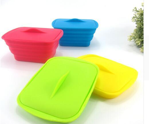 Kitchen Creative Telescopic Foldable Silicone Lunch Box Food Container Bowl With Cutlery Microwave Oven