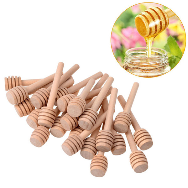 Mini 3.15 Inch Wood Honey Dipper Sticks For Honey Jar Dispense Drizzle Honey Wedding Party Bar Supply Z3