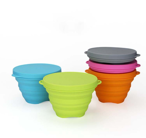 700ml Silicone Folding Travel Bowl Sets Water&Food Cup Expandable Collapsible for Camping Hiking Outdoor Food Grade BPA Microwave