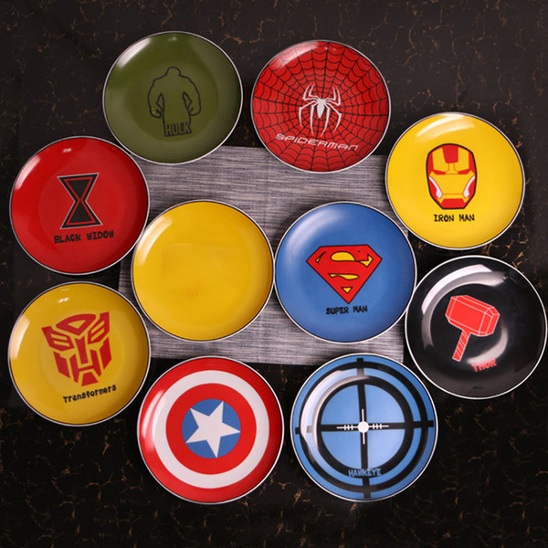 Superhero Ceramic Dinner Plates Porcelain Dishes Saucer Plate Rice Noddle Dinnerware Fruit Dish Tableware Plate 9 Design XL-G268