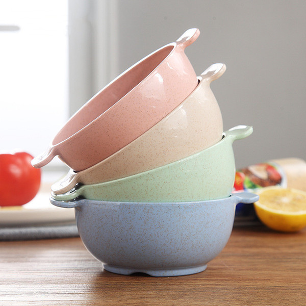 Children Plastic Bowls Eco Plastic Rice Bowls Colorful Wheat Straw and Plastic Soup Bowls for Kids
