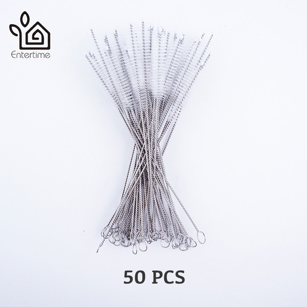 Entertime 50pcs/lot straw cleaning brush with long handle for cleaning stainless steel drinking straws or tumblers C18112301