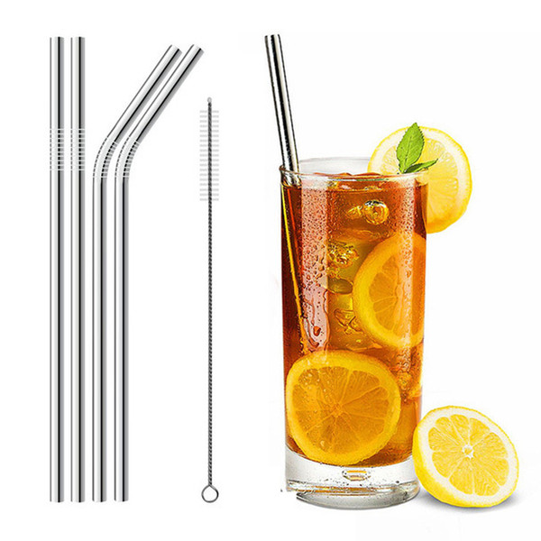 4PCS Reusable Drinking Metal Straw Stainless Steel Straw Canudo with Cleaner Brush For Juice Mugs Party Bar Accessories Quality C18112301