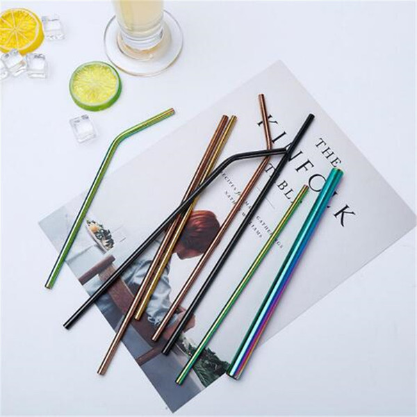 2pcs/4pcs Reusable Metal Drinking Straws Colorful Stainless Steel Sturdy Bendy or Upright Drinks Straw for Mugs + Cleaning Brush C18112301