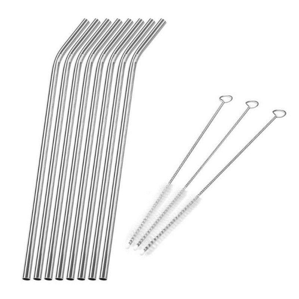 4 6 8pcs Metal Straw Reusable Stainless Stee Drinking Straw with Cleaner Brush for Mugs Bar Accessories 27cm C18112301