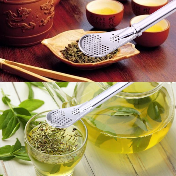 Reusable Yerba mate Bombilla Spoon Tea Filter Stainless Steel Tea Drinking Straw Gourd Practical Tea Tools Bar Accessories C18112301