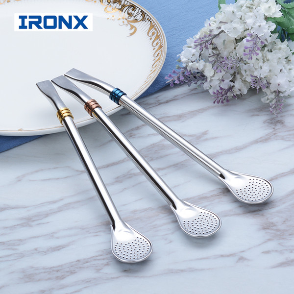 IRONX Yerba Mate Tea Stainless Steel Straws Metal Filter Drinking Reusable Straw With 1 Cleaning brush 20cm 1 PCS C18112301