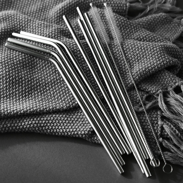 Reusable Bent Straight Stainless Steel Straws Metal Straw Cocktail Drinking Straw for 20oz 30oz Tumbler Party Bar Accessories C18112301