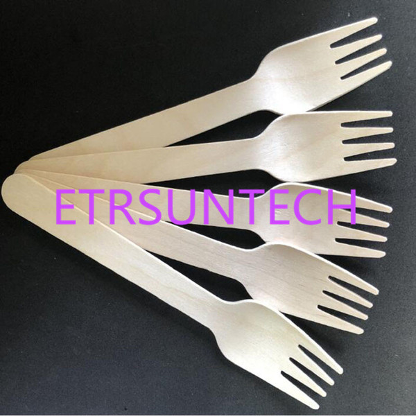 16cm Wooden Wood Fork Disposable Biodegradable Cutlery Catering Party BBQ Camping Travel Wedding Birthday Supply QW7989