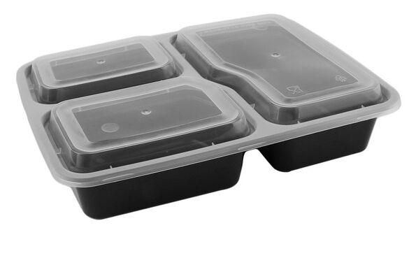 NEW Cheapest !!! US AU Microwave ECO-friendly Food Containers 3 Compartment Disposable lunch bento box black Meal Prep 1000ml