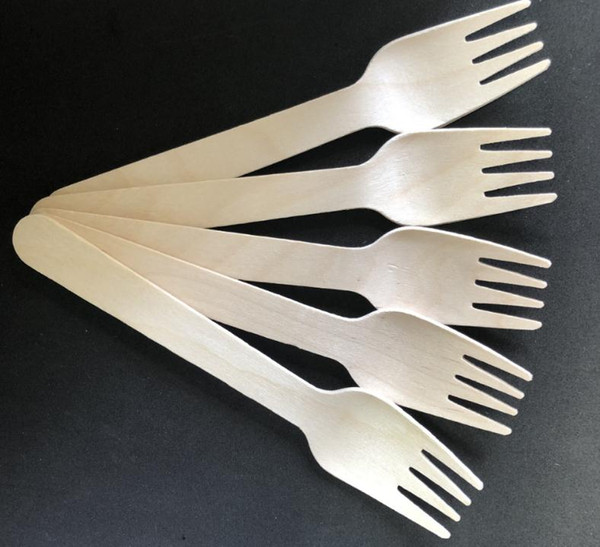 16cm Wooden Wood Fork Disposable Biodegradable Cutlery Catering Party BBQ Camping Travel Wedding Birthday Supply SN2384