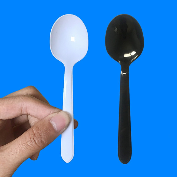 2000pcs/lot Plastic Spoon Western Disposable Spoons Tableware White/Black Plastic Strong Spoons for Parties Wedding LZ1763