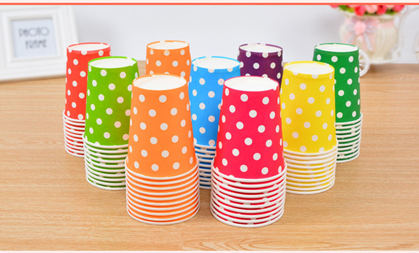 50pcs/Lot Eco-friendly Wedding Drinking Paper Cup Polka Dot Disposable Paper Cup Birthday Party Table Decoration Paper Cups