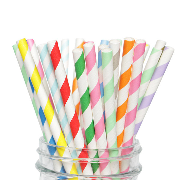 Stripe Biodegradable Paper Straws Bar Kitchen Drinking Straws 26 Style Disposable Straws for Birthday Wedding Party