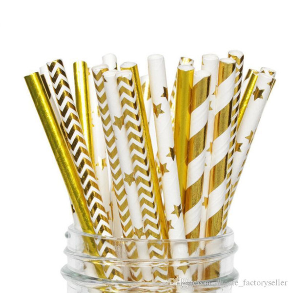 Bronzing paper straw creative wedding bar party home decoration disposable cold drink straw party holiday supplies