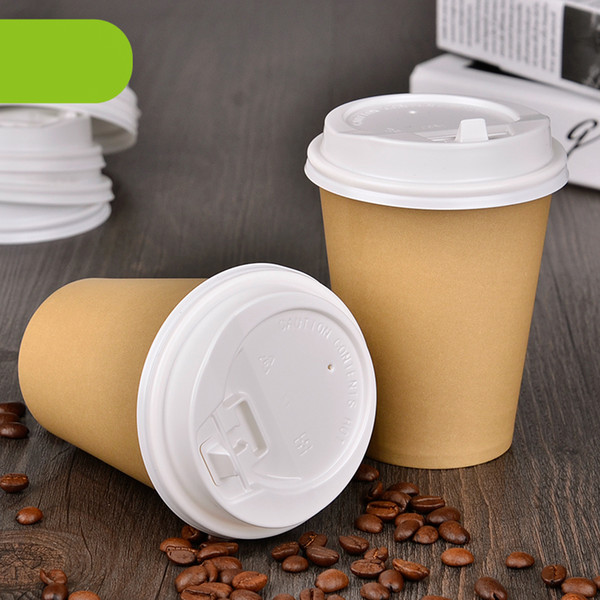 Wholesale- 12oz Kraft Paper Coffee Cup Fashion Cafe Disposable Milk Yogurt Drink Cup Festival Drinkware Promotion 100pcs/lot SK751