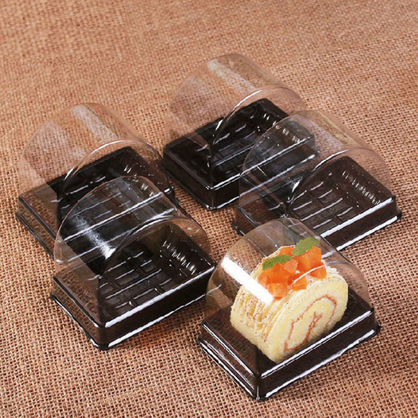 135*85*92mm Plastic Clear Disposable Cake Box Single Individual Swiss Cake Boxes Food Dessert Packaging Free Shipping