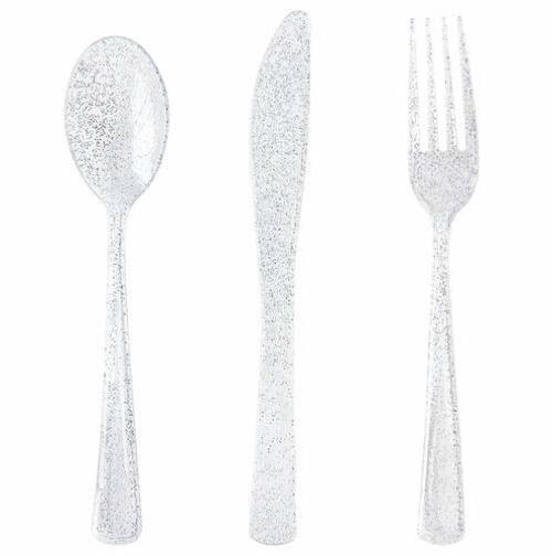 Sales!!! Free shipping Wholesales 2019 300 Pcs Plastic Silverware Disposable Party Plastic Flatware Set 100 Plastic Forks 100 Knives