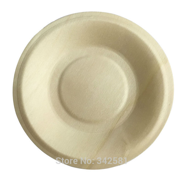 Wholesale-25pcs/lot 14cm biodegradable compostable Disposable Wood Plate Round Plate Wedding Party Plate Baby Shower Buffet restaurant